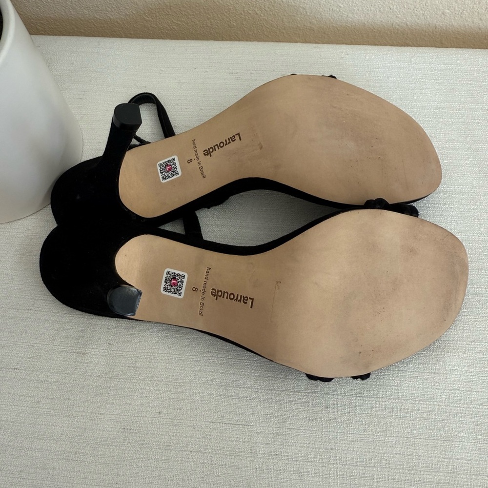 Larroude Black Suede Strap Elegant Heels - Picture 11 of 11
